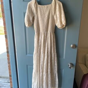 Bohme Cream Textured Puff Sleeve Top